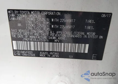 2018 Toyota Rav4 Le from USA, damaged, VIN JTMZFREVXJJ151616